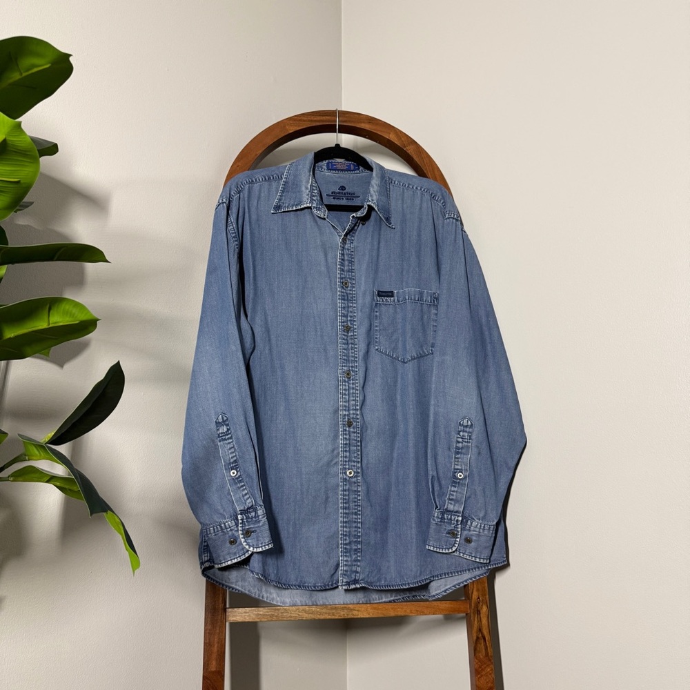 Pendleton LARGE Blue Lyocell Cotton Long Sleeve Button Down Shirt